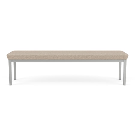 Lesro Lenox Steel 3 Seat Bench, Stone (Beige) Seat, Stone Back, 67 W 21 L 18.5 H, Linette Vinyl Seat LS3001